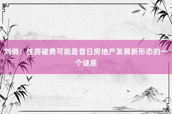 刘俏：住房破费可能是昔日房地产发展新形态的一个谜底