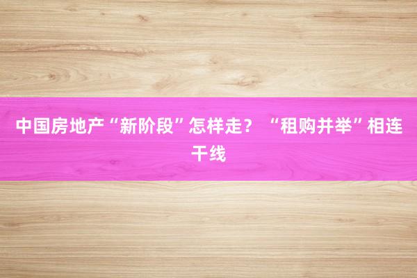 中国房地产“新阶段”怎样走？ “租购并举”相连干线