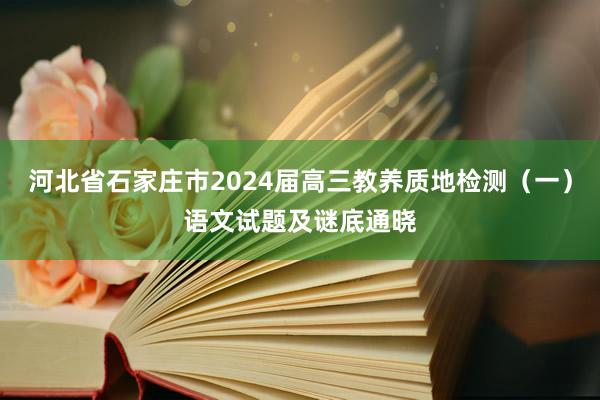 河北省石家庄市2024届高三教养质地检测（一）语文试题及谜底通晓