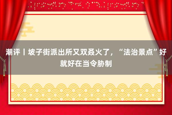 潮评丨坡子街派出所又双叒火了，“法治景点”好就好在当令胁制