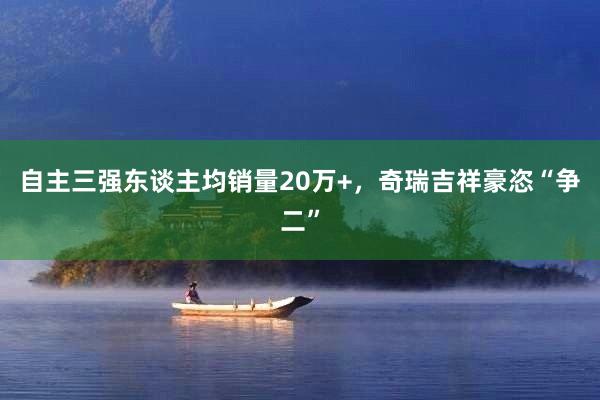 自主三强东谈主均销量20万+，奇瑞吉祥豪恣“争二”