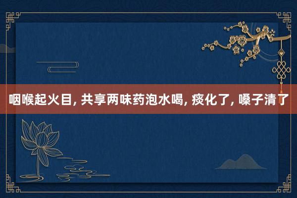 咽喉起火目, 共享两味药泡水喝, 痰化了, 嗓子清了