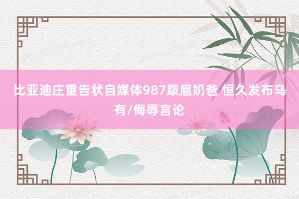 比亚迪庄重告状自媒体987跋扈奶爸 恒久发布乌有/侮辱言论